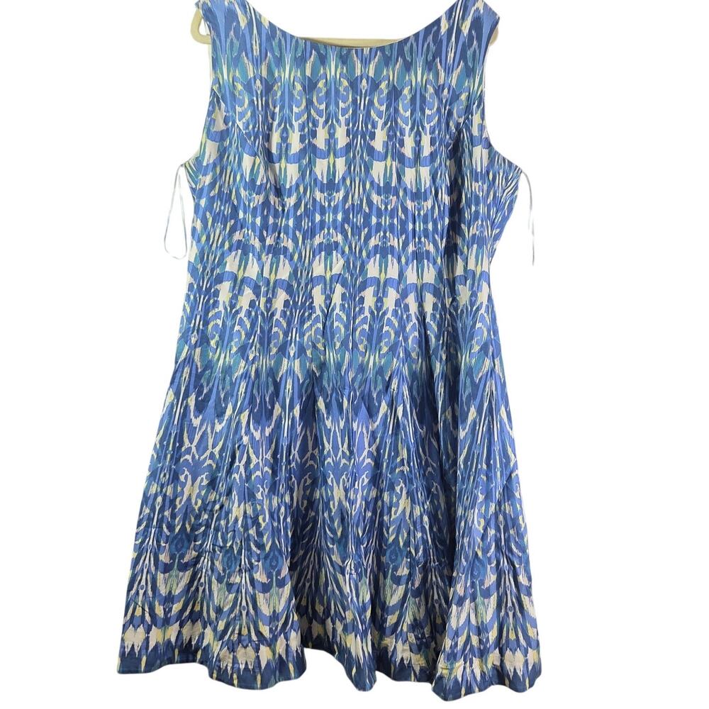 DB women's blue pattern plus size summer sleeveless pleated dress‎ Size 20W